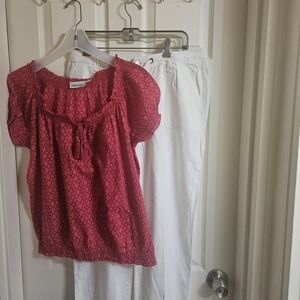 St. John's Bay Red Peasant Blouse - Short Sleeve Women's Top